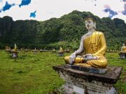 Row Buddha Statues Lumbini Garden